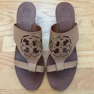 Tory Burch Brown Cutout Sandals Wedge